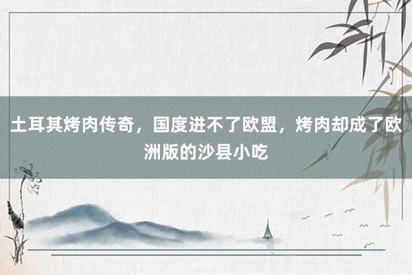 土耳其烤肉传奇，国度进不了欧盟，烤肉却成了欧洲版的沙县小吃