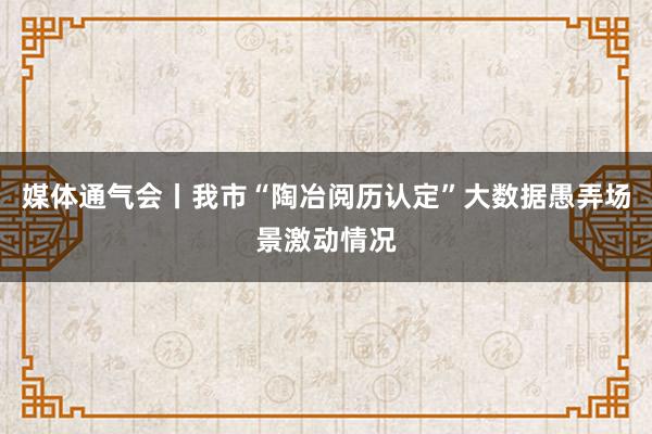 媒体通气会丨我市“陶冶阅历认定”大数据愚弄场景激动情况