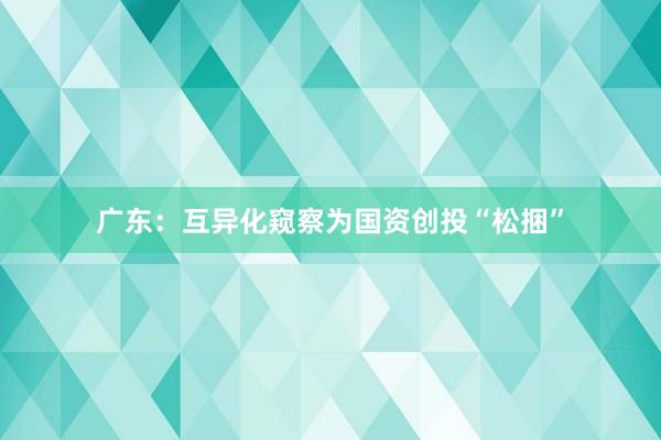 广东：互异化窥察为国资创投“松捆”