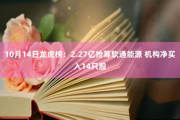 10月14日龙虎榜：2.27亿抢筹软通能源 机构净买入14只股