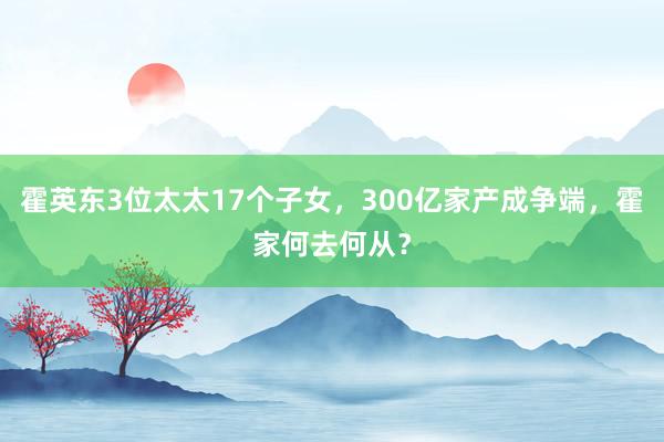 霍英东3位太太17个子女，300亿家产成争端，霍家何去何从？