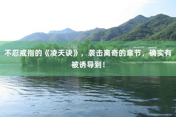 不忍戒指的《凌天诀》，袭击离奇的章节，确实有被诱导到！