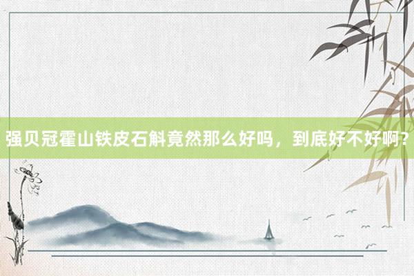 强贝冠霍山铁皮石斛竟然那么好吗，到底好不好啊？