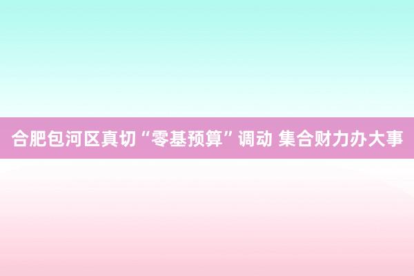 合肥包河区真切“零基预算”调动 集合财力办大事