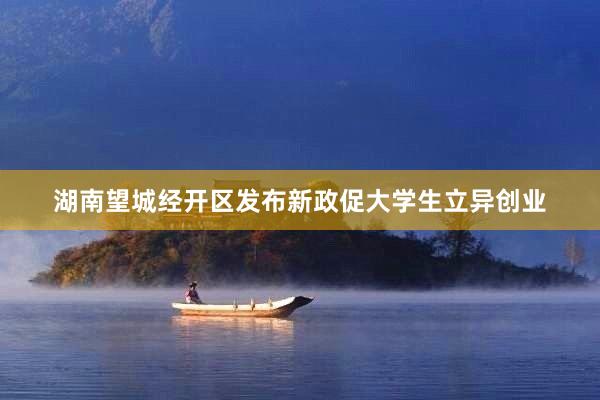 湖南望城经开区发布新政促大学生立异创业