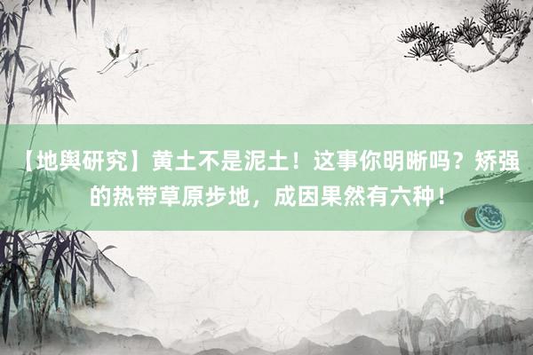 【地舆研究】黄土不是泥土！这事你明晰吗？矫强的热带草原步地，成因果然有六种！