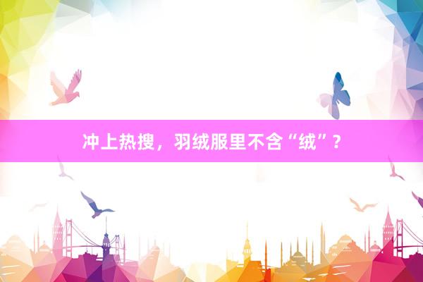 冲上热搜，羽绒服里不含“绒”？