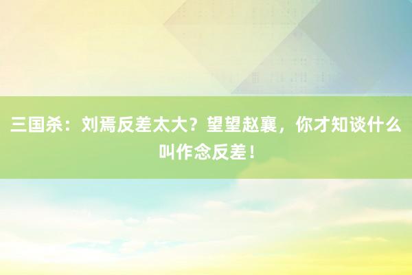 三国杀：刘焉反差太大？望望赵襄，你才知谈什么叫作念反差！